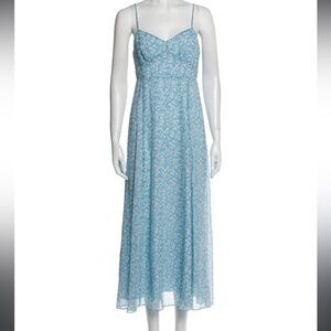 TVF for DVF Blue Floral Maxi Slip Dress